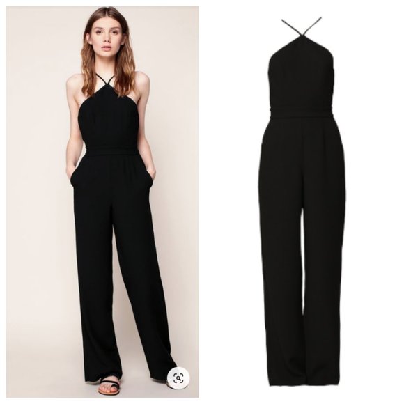 BCBGeneration Black Halter Wide Leg Jumpsuit - Picture 1 of 6